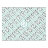 Munt en witte Schattigee kralen koraalpatroon Tafelkleed (Voorkant (Horizontaal))