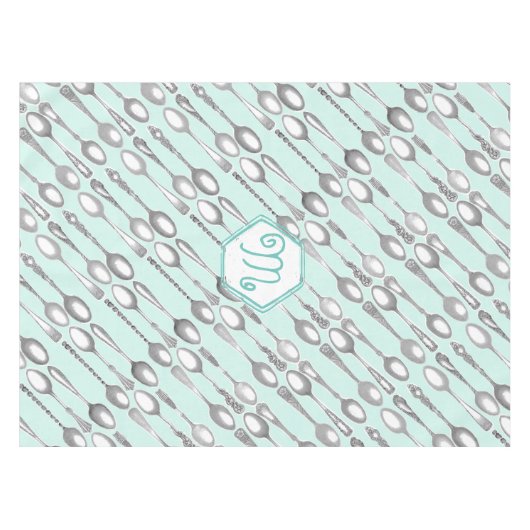 Munt en witte Schattigee kralen koraalpatroon Tafelkleed (Voorkant (Horizontaal))