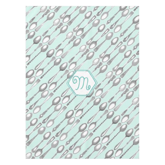 Munt en witte Schattigee kralen koraalpatroon Tafelkleed (Voorkant)