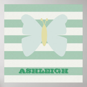 Munt en witte strepen Vlinder Poster