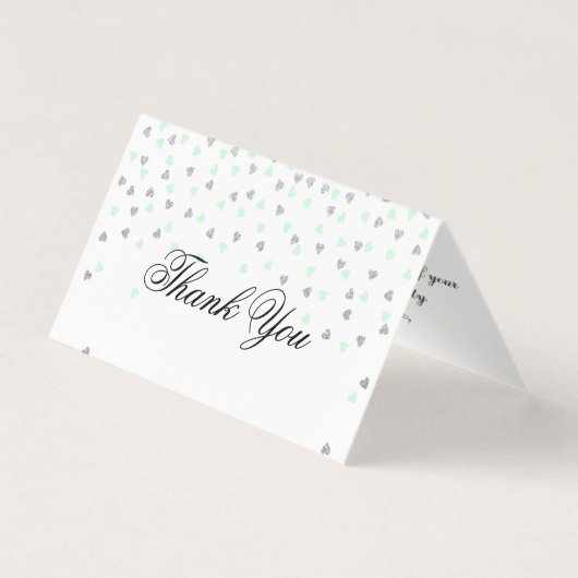 Munt en Zilver Dank U Vouw Kaart (Voorkant)