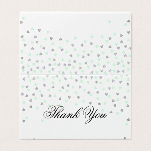 Munt en Zilver Dank U Vouw Kaart (Buitenkant ongevouwen)