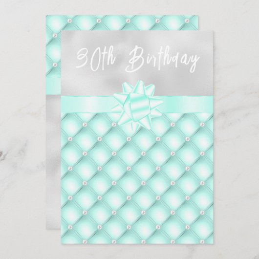 Munt en Zilver Getufte Parels Verjaardagsfeest Kaart (Voorkant / Achterkant)