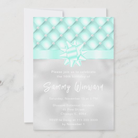 Munt en Zilver Getufte Parels Zoet Zestien Kaart (Achterkant)