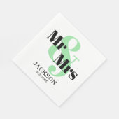 Munt en zwart Mr & Mrs Wedding Servet (Hoek)