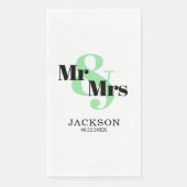 Munt en zwart Mr & Mrs Wedding Servet (Voorkant)
