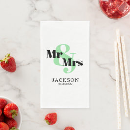 Munt en Zwarte Mr. & Mrs. Trouwen Servet