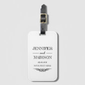 Munt en zwarte witte bruiloft bagagelabel (Voorkant (verticaal))
