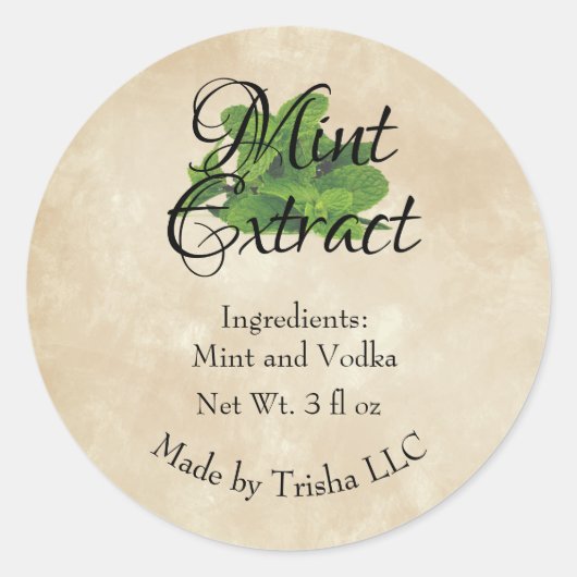 Munt Extract Aangepaste Sticker Labels (Voorkant)