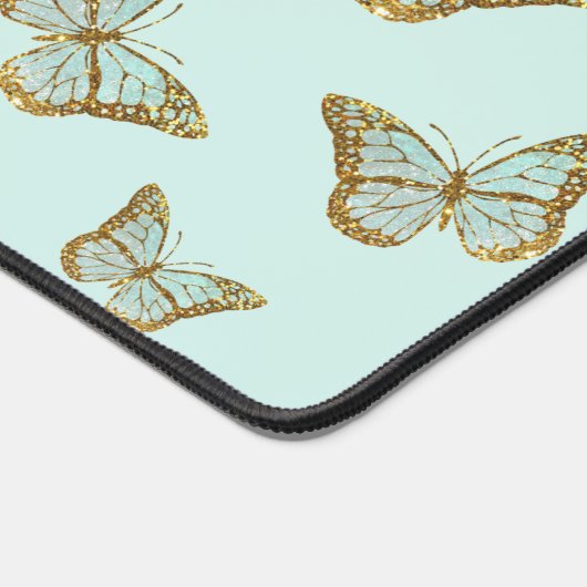 Munt faux glitter vlinders bureaumat (Hoek)