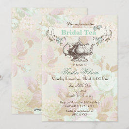 Munt floral Bridal Tea Party nodigt uit Kaart