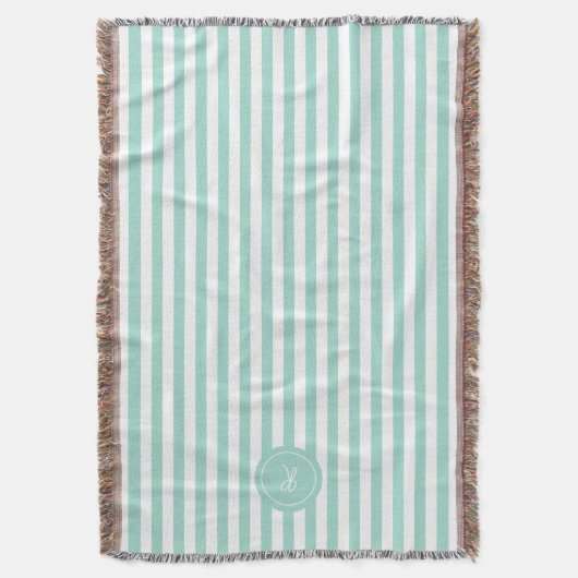 Munt Frans strand Stripe Persoonlijk Monogram Deken (Voorkant Verticaal)