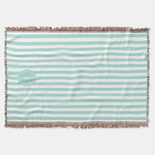 Munt Frans strand Stripe Persoonlijk Monogram Deken (Voorkant)