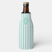Munt Frans strand Stripe Persoonlijk Monogram Flesjeskoeler (Fles Voorkant)