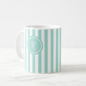 Munt Frans strand Stripe Persoonlijk Monogram Koffiemok (Voorkant links)