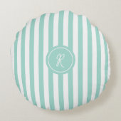 Munt Frans strand Stripe Persoonlijk Monogram Rond Kussen (Achterkant)
