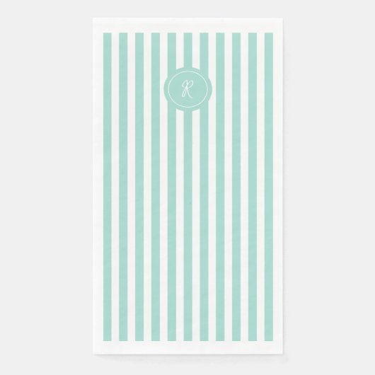 Munt Frans strand Stripe Persoonlijk Monogram Servet (Voorkant)