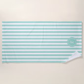 Munt Frans strand Stripe Persoonlijk Monogram Strandlaken (Voorkant)