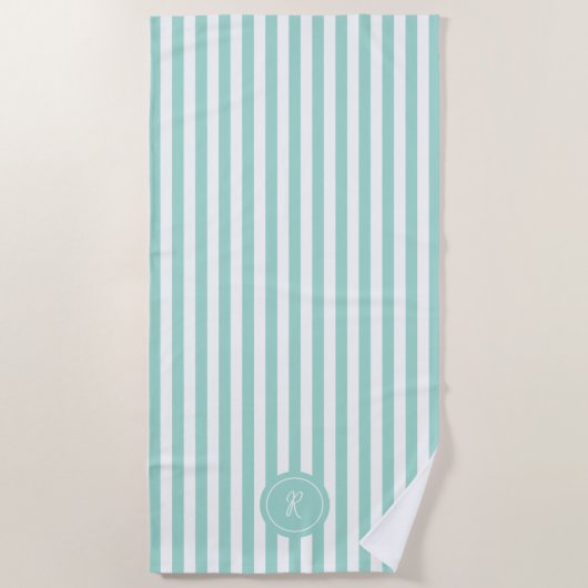 Munt Frans strand Stripe Persoonlijk Monogram Strandlaken (Voorkant)
