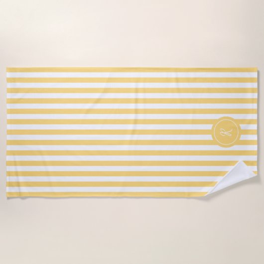 Munt Frans strand Stripe Persoonlijk Monogram Strandlaken (Voorkant)