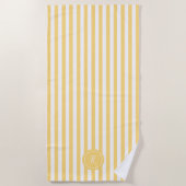 Munt Frans strand Stripe Persoonlijk Monogram Strandlaken (Voorkant)
