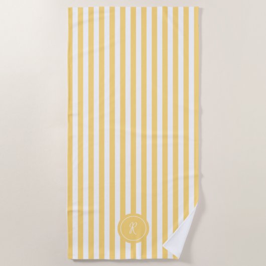 Munt Frans strand Stripe Persoonlijk Monogram Strandlaken (Voorkant)