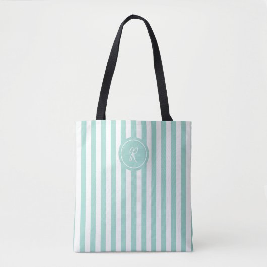 Munt Frans strand Stripe Persoonlijk Monogram Tote Bag (Voorkant)