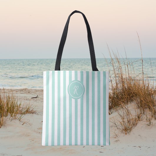 Munt Frans strand Stripe Persoonlijk Monogram Tote Bag