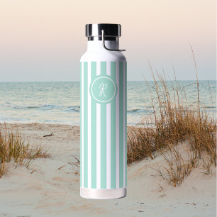 Munt Frans strand Stripe Persoonlijk Monogram Waterfles