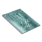 Munt Geborstelde Folie Glitter Drup Fancy Monogram Notitieboek (Rechterzijde)