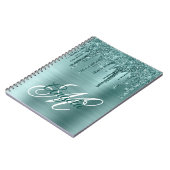 Munt Geborstelde Folie Glitter Drup Fancy Monogram Notitieboek (Linkerzijde)