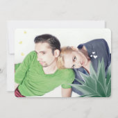 Munt & Geel Succulent Modern Typography Wedding Kaart (Achterkant)