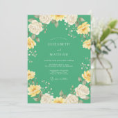 Munt Gele Ranunculus Eucalyptus Bruiloft Kaart (Staand voorkant)