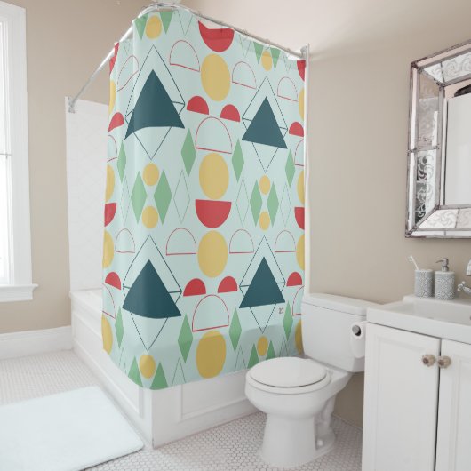 Munt Geometrisch Douchegordijn (In situ)