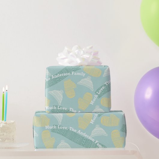 Munt Gepersonaliseerde Knit Aztec Petten Mittens S Cadeaupapier (Feestgeschenken)