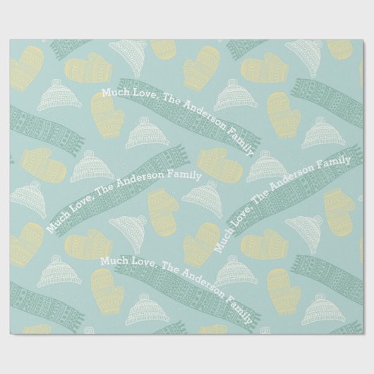 Munt Gepersonaliseerde Knit Aztec Petten Mittens S Cadeaupapier (Vlak)