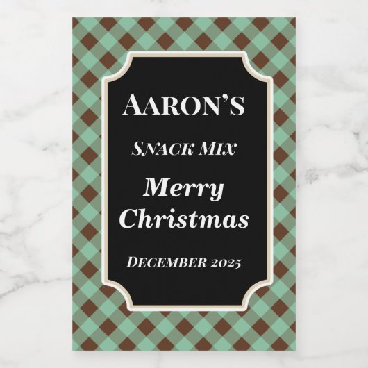 Munt Gingham Keukenlabels Cadeau Stickers (Enkel label)