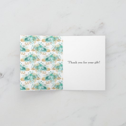 Munt Glam Goud Bloem Dank je  Bedankkaart (Binnen)