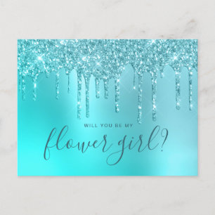 Munt glittersprikkels word je mijn bloemenmeisje uitnodiging briefkaart