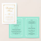 Munt & Gold Folie Elegant Wedding Menu (Display)