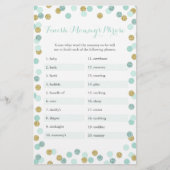 Munt & Goud Baby shower Voltooi het Phrase Game va (Voorkant)