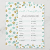 Munt & Goud Baby shower Voltooi het Phrase Game va (Voorkant / Achterkant)