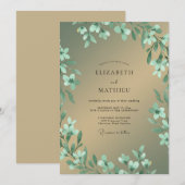 Munt Goud Loof Eucalyptus Bruiloft Kaart (Voorkant / Achterkant)
