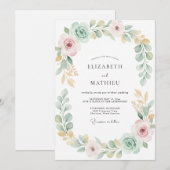 Munt Goud Loof Grijs Eucalyptus Bruiloft Kaart (Voorkant / Achterkant)