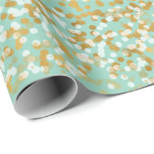 Munt Goud Witte Confetti Kerstmis Cadeaupapier (Rol Hoek)