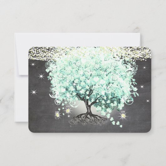 Munt Green Heart Leaf Tree Mason Jar RSVP Kaartje (Achterkant)