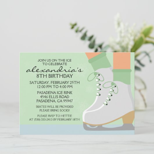 Munt Green Medium Skin Schaats Laces Ice Skating P Kaart (Staand voorkant)