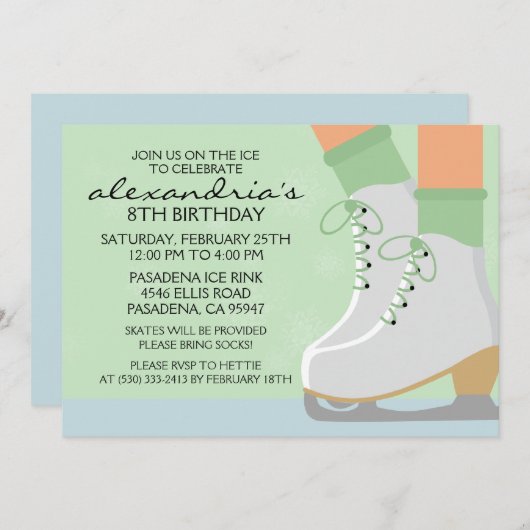 Munt Green Medium Skin Schaats Laces Ice Skating P Kaart (Voorkant / Achterkant)