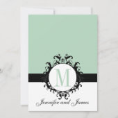 Munt Green Monogram Wedding Uitnodiging 2 (Voorkant)