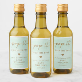 Munt Green Waterverf Baby shower Fles Etiket